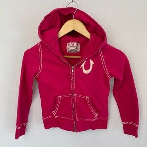 TRUE RELIGION Size Small Hot Pink Full Zip Sweatshirt Hoodie Big T